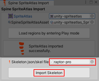 Spine SpriteAtlas Import Window